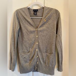Ralph Lauren Girls Gray V-Neck Cardigan XL (16)